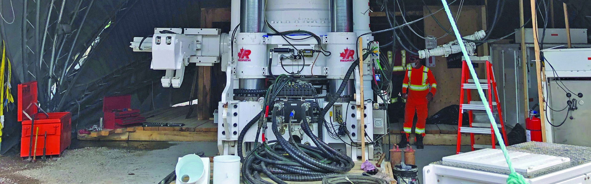 Redpath conducted the longest raisebored holes in the Northern Hemisphere. Currently one surface raise and one underground raise is complete. The Redbore 90EX is currently piloting its second raise and the Redbore 70EX is reaming its second raise.